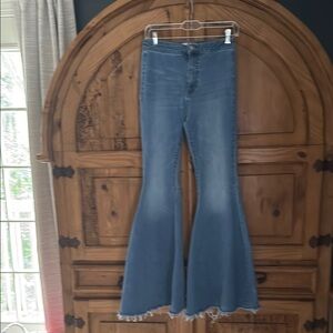 We the Free  Blue Flare Wide Leg Jeans Classic Denim